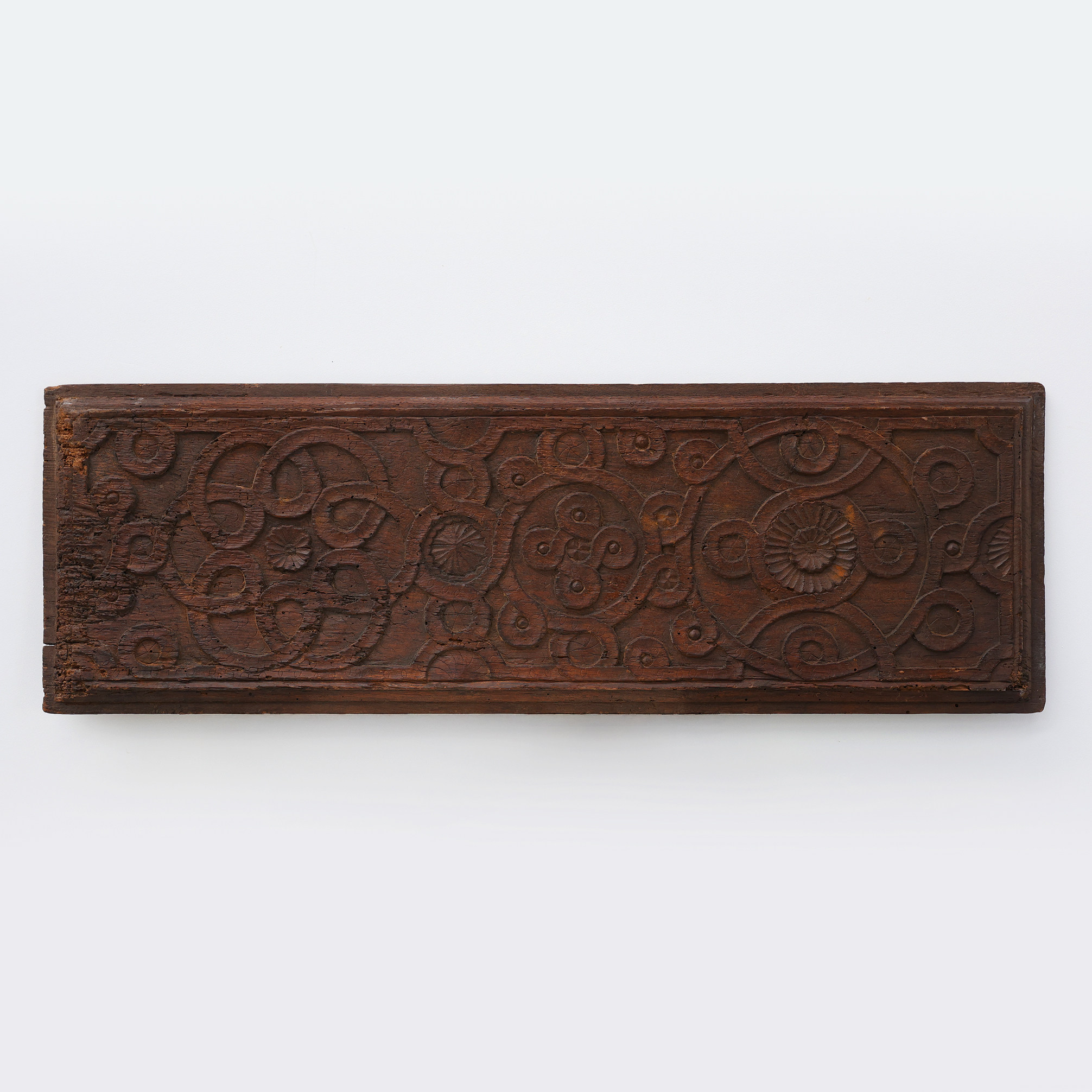 Large French Gothic Oak Panel with Interlaced Geometric Carving, 16th Century-img